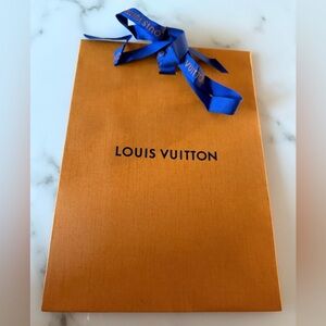 Louis Vuitton Orange Gift Bag with Blue Ribbon